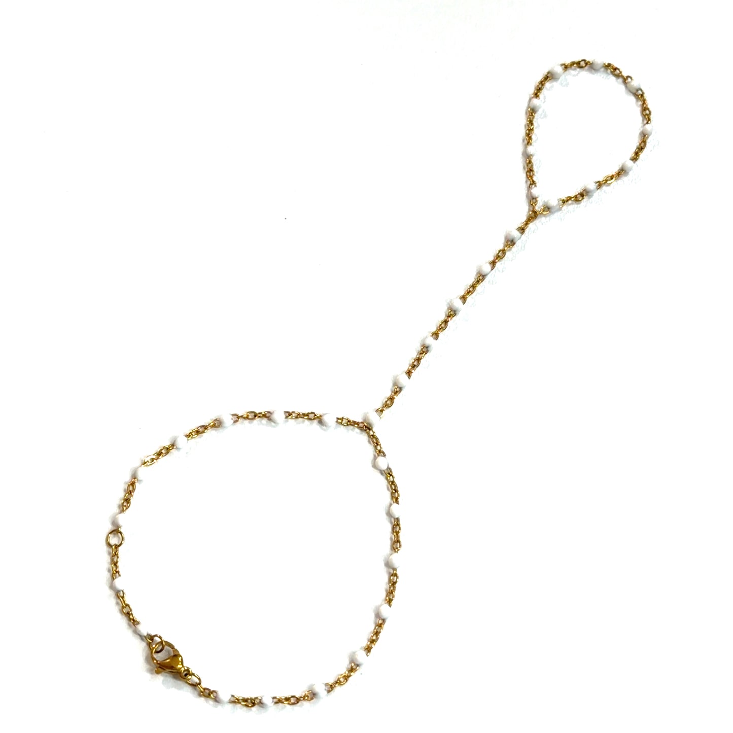 White enamel bead hand-chain