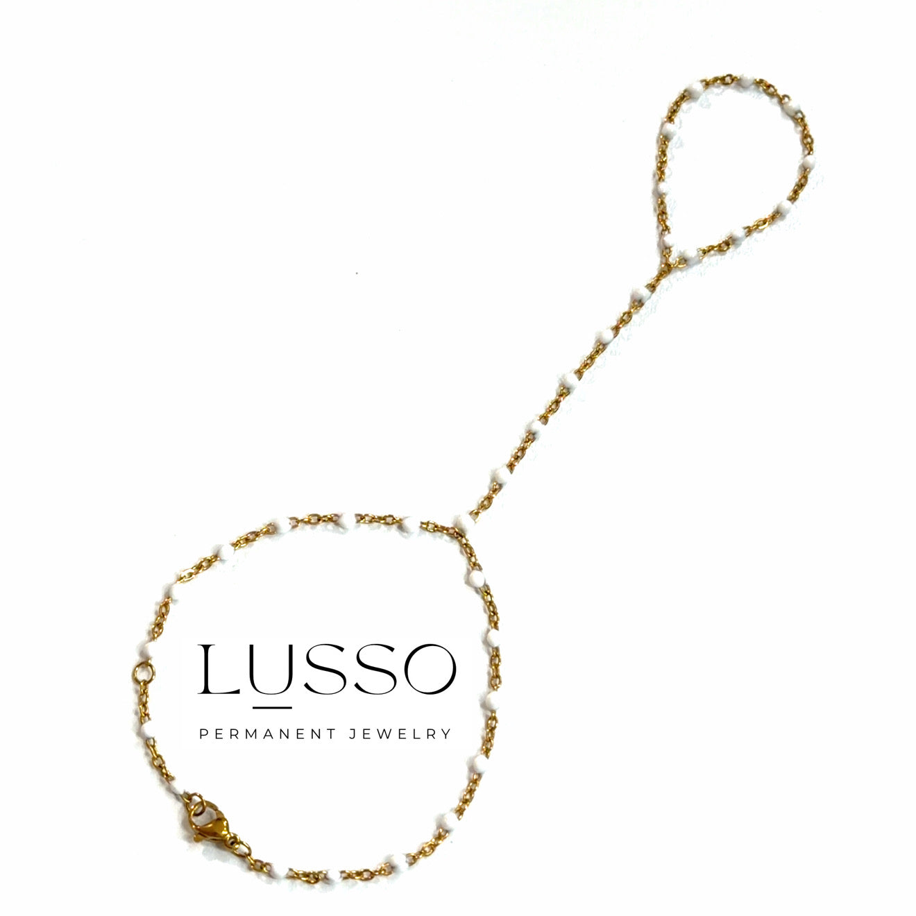 White enamel bead hand-chain