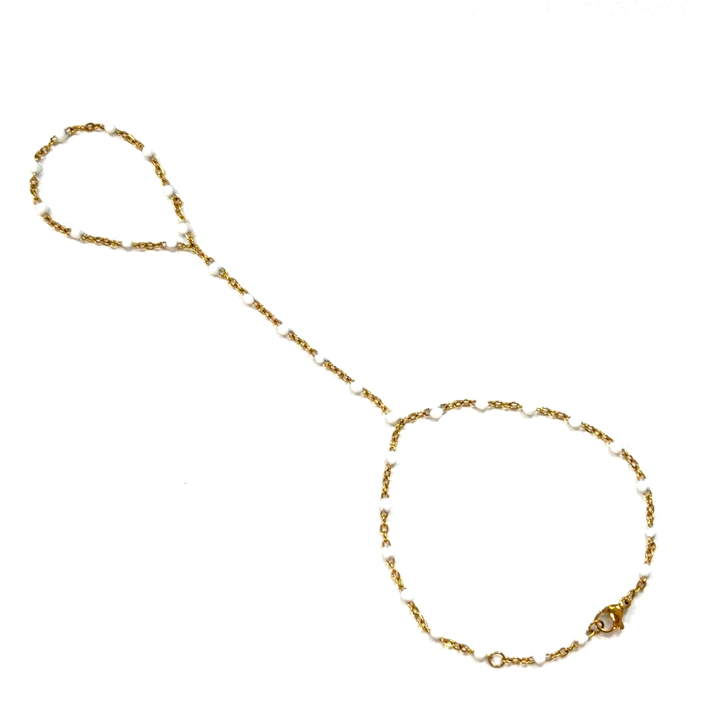 White enamel bead hand-chain
