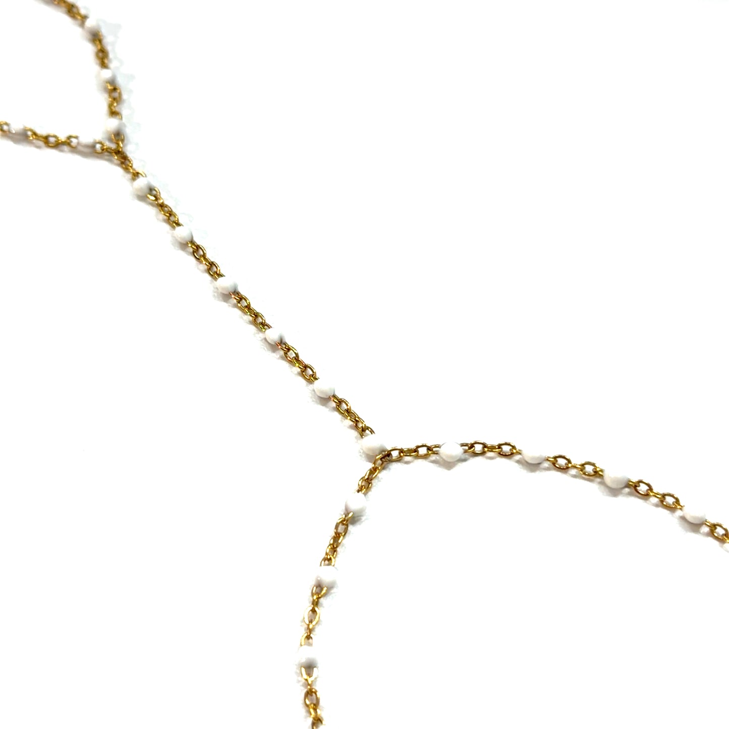 White enamel bead hand-chain