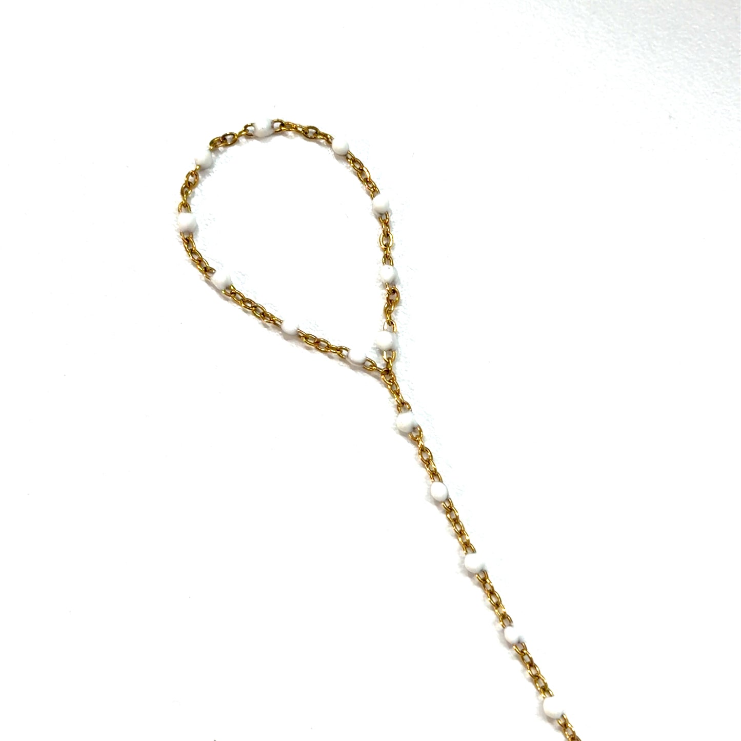 White enamel bead hand-chain
