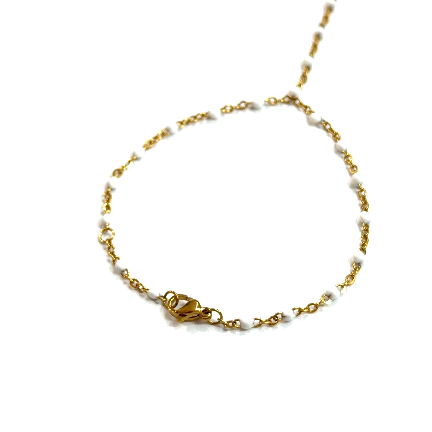 White enamel bead hand-chain